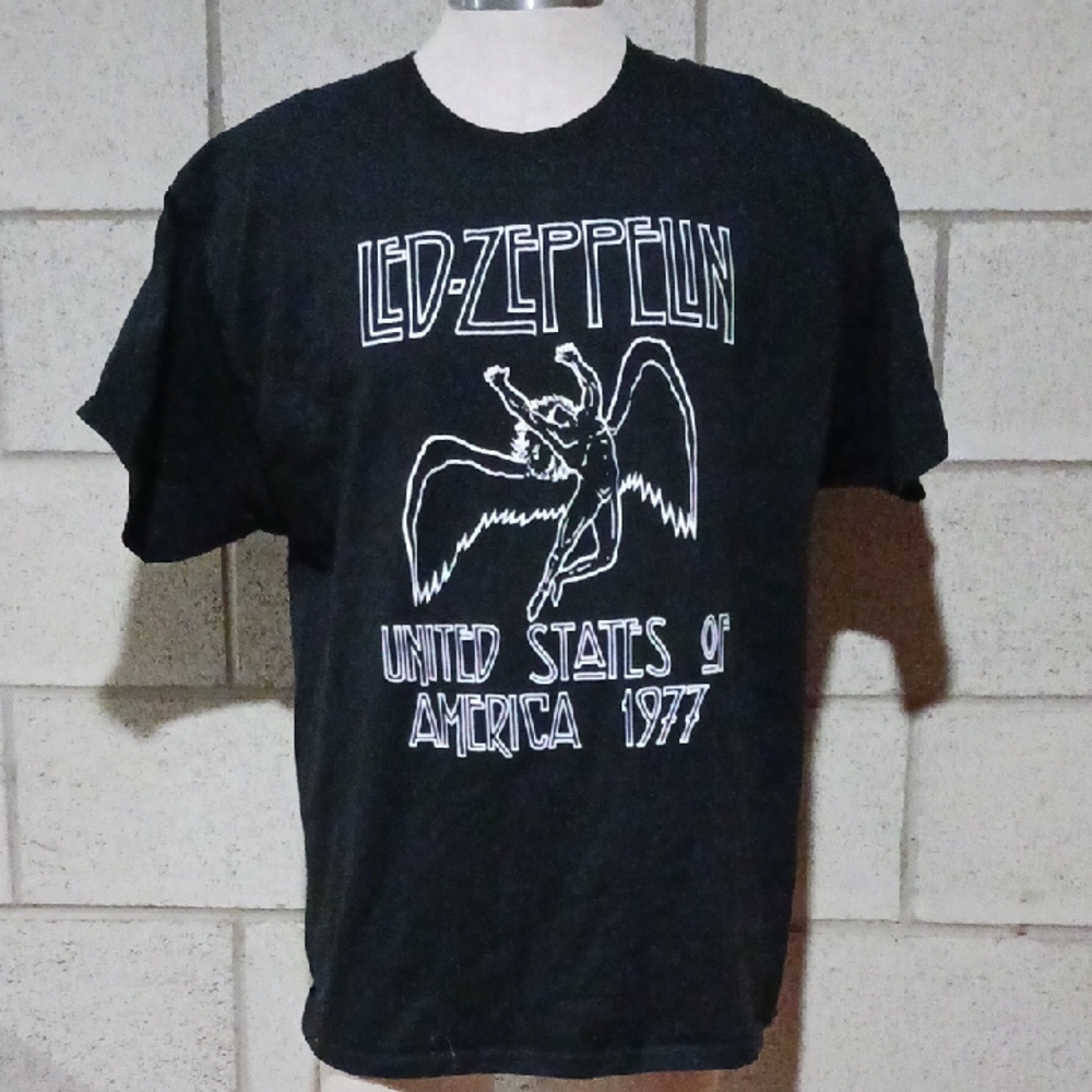 Led Zeppelin Black Hanes 1977 Tour T-shirt Mens Size XL